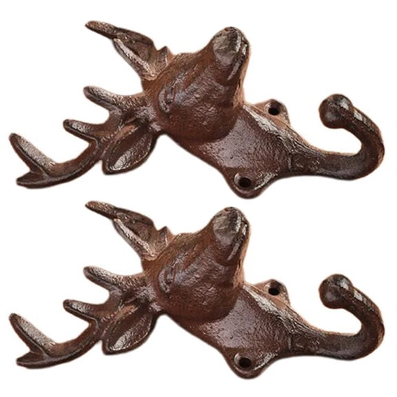 Charm Deer Antler Wall Hook in Cast Iron Multipurpose Hangers Set of 2
