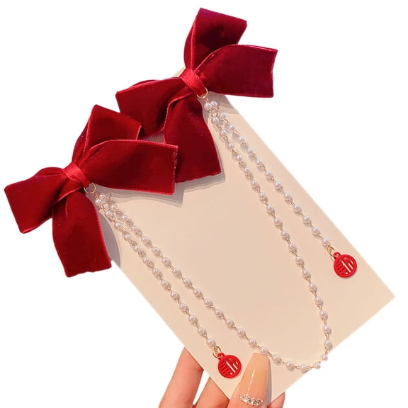 Charm Doouble Bowknot Hair Clip for Little Girls with Tassels Designs Side Barrettes for Kids Birthday and Photography