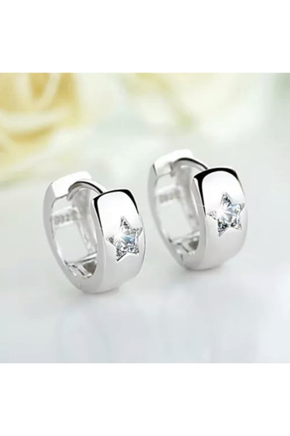 Charm Engagement 925 Silver Hoop Earrings Cubic Zircon Women Party Gifts A Pair