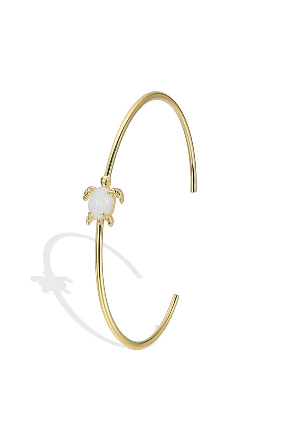 Sea Turtle Opal Adjustable Gold Bracelet for Women Cuff Bangle Stylish and Trendy Jewelry for Everyday Wear - Elegant Ocean-Inspired Jewelry Gift for Nature Lovers