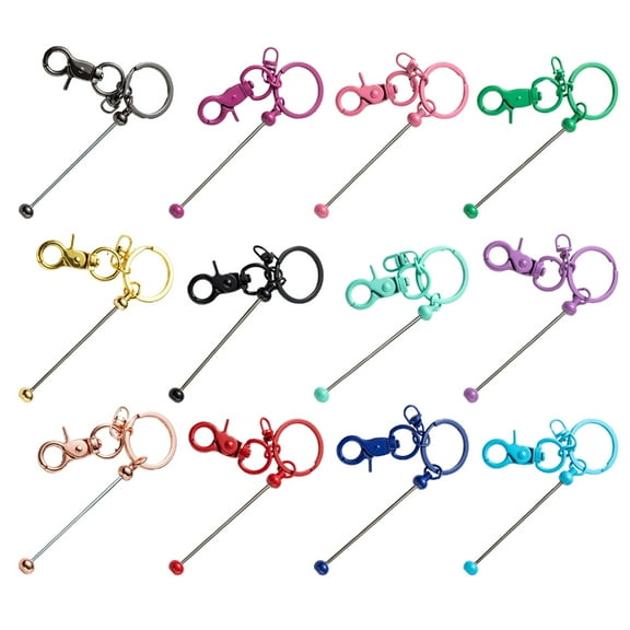 Charm Keychain Pendant Collection 12 Pcs Metal Rods Waterproof Bags and Cards