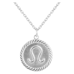 Charm Leo Coin Pendant Necklace in Sterling Silver (18 Inches)