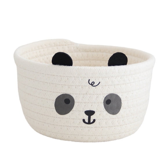 Charm Lovely Bear and Pandas Sturdy Cotton Rope Storage Basket for Efficient Space Saving Designs Home Organization