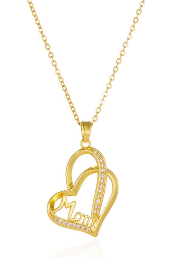 Charm Mom Letter Necklace for Women Chic Rhinestone Love Heart Pendant Necklace Birthday Holiday Jewelry Gifts