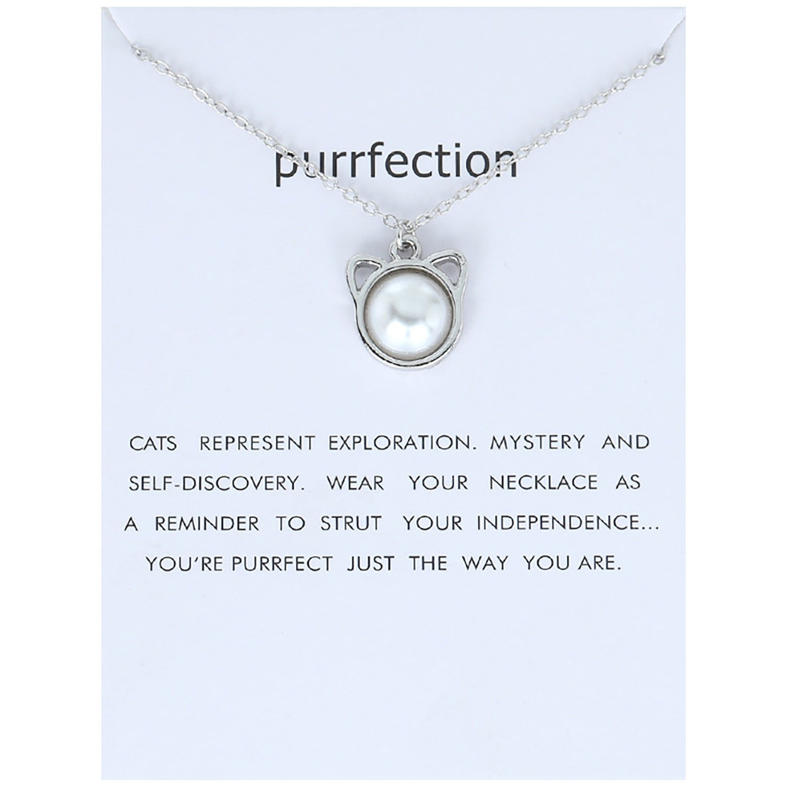 Charm Necklace For Women Pearl Alloy Cat Ears Wishing Card Necklace
