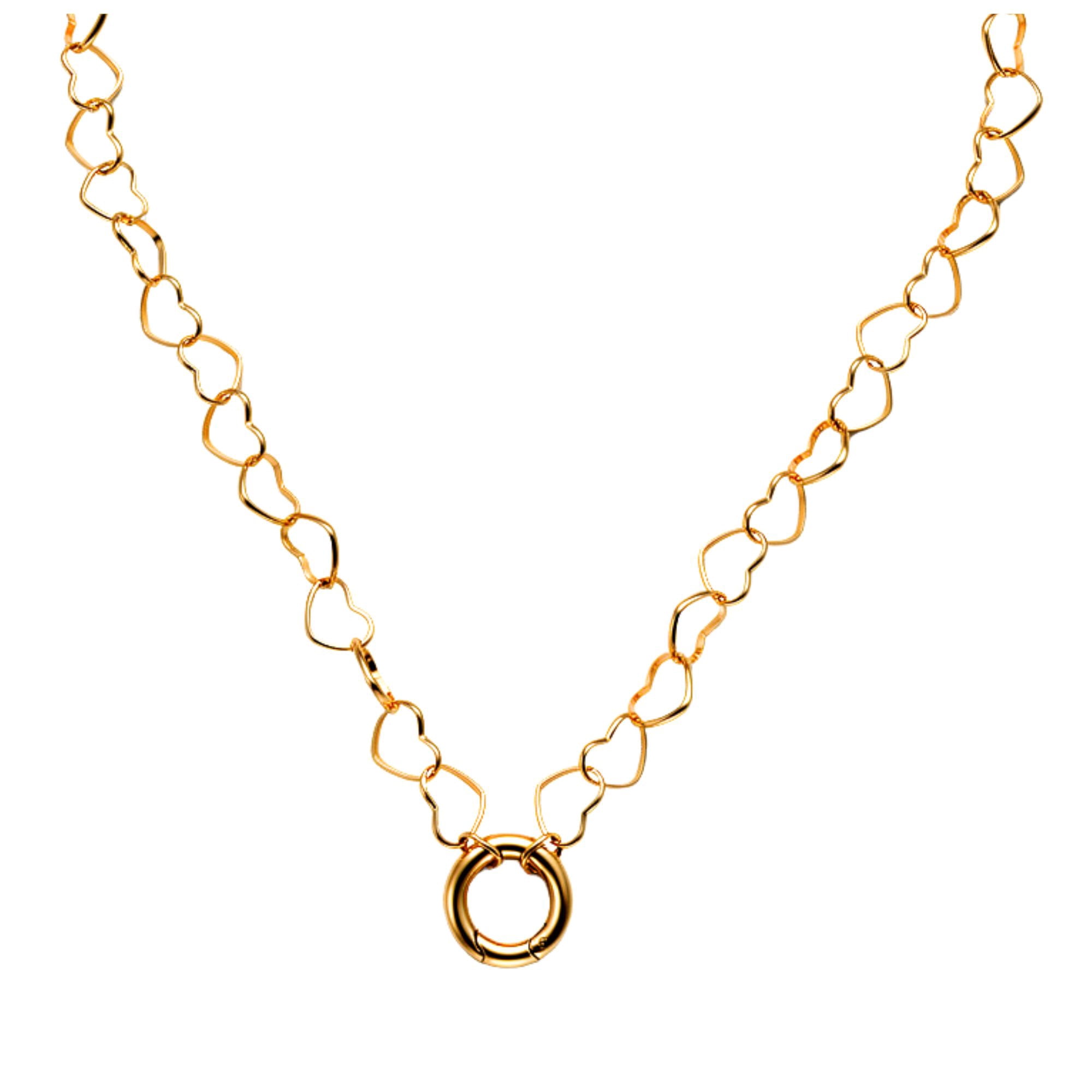 Carabiner Charm Necklace for Women Heart Chain Round Carabiner Holder Stainless Steel by Ginger Lyne
