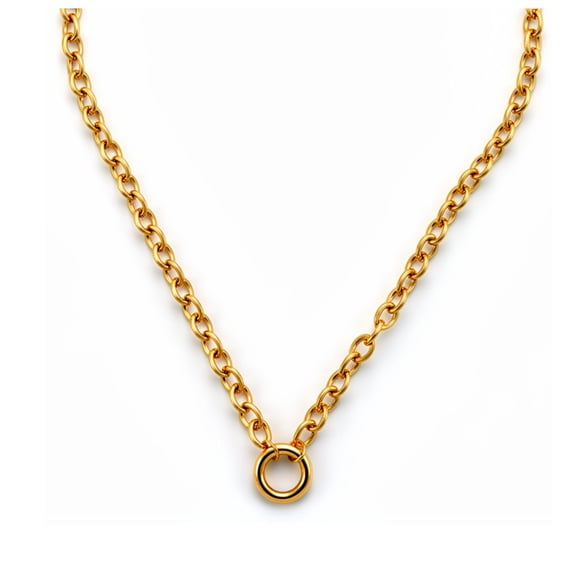 Carabiner Charm Necklace for Women O Link Chain Round Holder Stainless Steel by Ginger Lyne