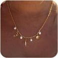 thumbnail image 1 of Charm Necklace for Women - Dainty Gold Beach Charm Necklace Shell Moon Star Accessory Beach Cross Pendant Necklace Summer Jewelry for Women, 1 of 6