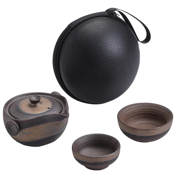 Charm Of Lotus Gilded Iron Glaze Fast Passenger Cup Handmade Ceramic Kung Fu Tea Set One Pot And Two Cups Portable Travel Set