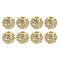 thumbnail image 1 of Charm Rhinestone Beads, 8 Pack 8mm Round Zircon Pave Spacer Beads for Jewelry Making (White - Gold), 1 of 6
