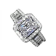 CAOPIXXZFUL Charm Rings for Women 925 Sterling Silver Choker Monogram Pendant Women Gift Europe And The United States Square Diamond S925 Silver Ring Fashion Lady Engagement Jewelry