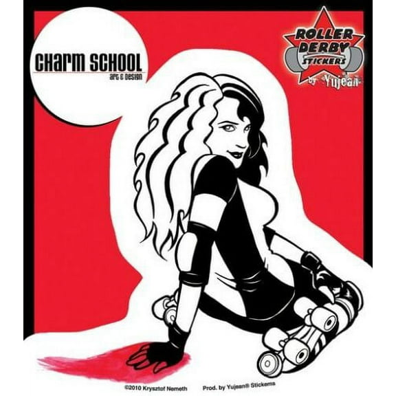 Charm School Art - Bloody Derby Roller Girl - Sticker / Decal