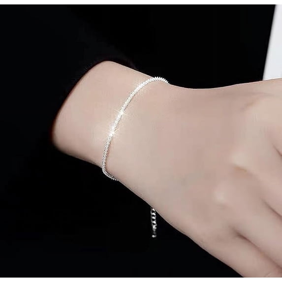 Charm Silver Bracelet for Women, Simple Bracelet Mother's Day Birthday Jewelry Gift Anniversary Christmas Gifts for Wife Her Girlfriend Fashion Accessories