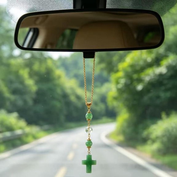 Charm - Stones Rear View Mirror Decor, Boho Sun Catcher Ornament with Tiger Eye & Sunflower - Meaningful for Women, , Lovers