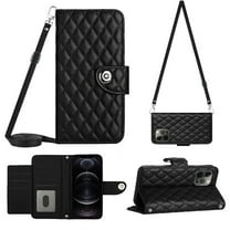 Charm Style for iPhone 12 Pro Case RFID Blocking Wallet Card Holder Leather PU Flip Cover Folio Lanyard Crossbody Strap Women Girl Magnetic Clasp Kickstand For iPhone 12 Pro, Black