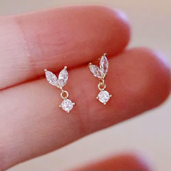 Charm Wedding 925 Silver,Gold Plated Drop Earrings Cubic Zircon Jewelry A Pair