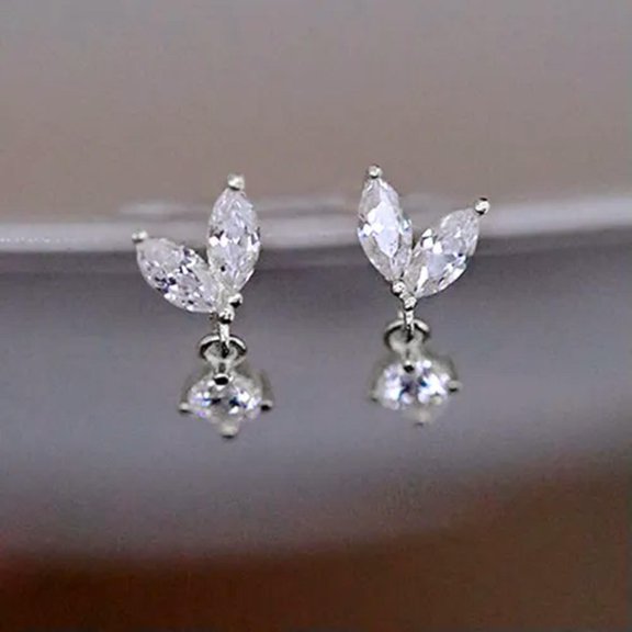 Charm Wedding 925 Silver,Gold Plated Drop Earrings Cubic Zircon Jewelry A Pair
