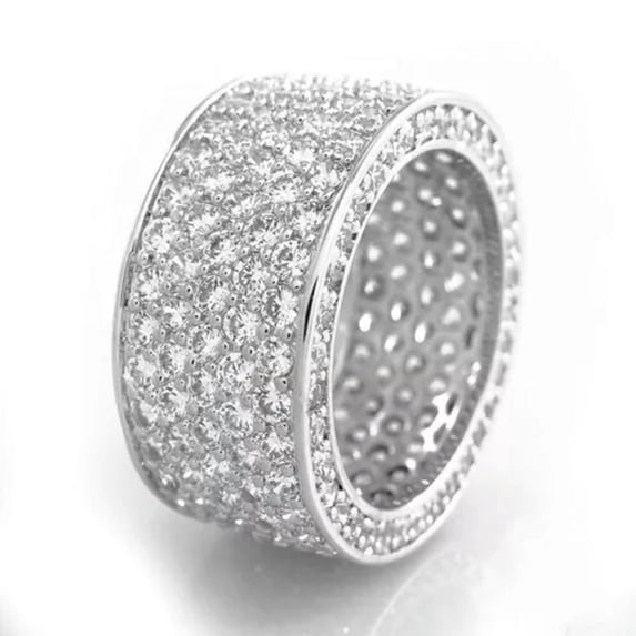 Charm Wedding Band 925 Silver,Gold Plated Ring Cubic Zircon Women Rings Sz 6-10