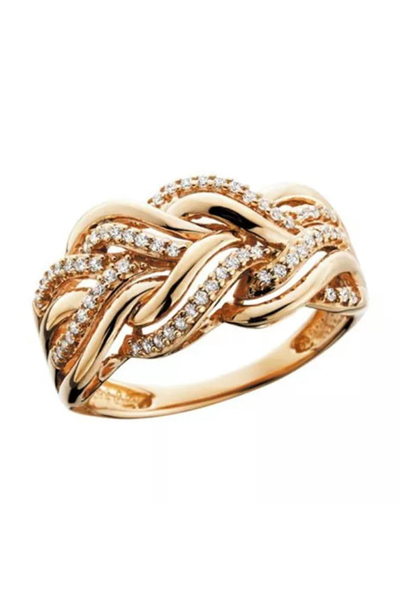 Charm Women Party 18k Yellow Gold Plated Ring Cubic Zircon Jewelry Sz 6-10