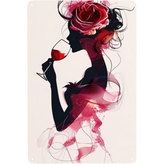 Charm drinking girl Metal Signs,Unique tin sign Art Wall Decor,For cafe,living room,bar,Tinplate,kitchen,chic accessories artistic plaque poster,Practical decorative gifts,8X12 Inch
