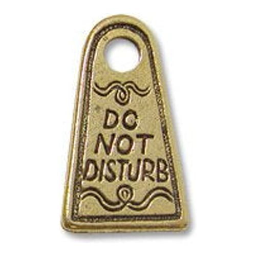 Charm for Jewelry Making - Do Not Disturb 18x11mm Pewter Antique Gold Plated (1-Pc)