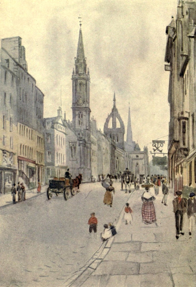 Charm of Edinburgh 1913 High Street Canvas Art - Harry Morley (18 x 24)