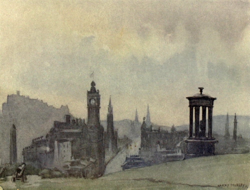 Charm of Edinburgh 1913 View from Calton Hill Canvas Art - Harry Morley (18 x 24)