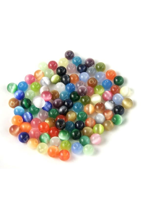 CharmCountry 4mm Tiny Cat Eye Gemstone Round Beads, 4mm, Multicolor 100 beads