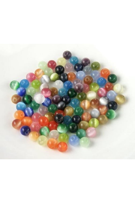CharmCountry 6mm Cat Eye Gemstone Round Beads, 6mm, Multicolor 100 beads