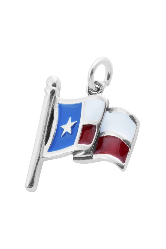 CharmCountry Sterling Silver Blue, Red and White Enamel Texas Flag Charm Item #91354