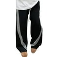 thumbnail image 1 of CharmCyan Casual Loose Fit Drawstring Waist Pants with Striped Side Detailing Comfortable Wide Leg Trousers for Everyday Wear Black L, 1 of 2