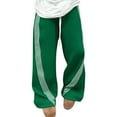 thumbnail image 1 of CharmCyan Casual Loose Fit Drawstring Waist Pants with Striped Side Detailing Comfortable Wide Leg Trousers for Everyday Wear Green L, 1 of 2