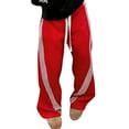thumbnail image 1 of CharmCyan Casual Loose Fit Drawstring Waist Pants with Striped Side Detailing Comfortable Wide Leg Trousers for Everyday Wear Red S, 1 of 2