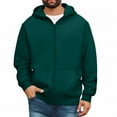 thumbnail image 1 of CharmCyan Full Zip Up Hoodie Sweatshirt for Men with Adjustable Drawstring Hood Soft Fleece Lining and Kangaroo Pockets Comfortable Casual Outerwear Perfect for Everyday Wear Dark Green XL, 1 of 1