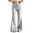 thumbnail image 1 of CharmCyan High Waist Flare Leg Yoga Pants for Women Wide Leg Stretchy Lounge Trousers with Drawstring Waistband Comfortable Fit Gray XL, 1 of 2