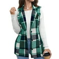 thumbnail image 1 of CharmCyan Ladies' Plaid Fashion Women's Clothing Lapel Suit Vest Plaid Top Jacket Green XL, 1 of 2