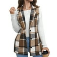 thumbnail image 1 of CharmCyan Ladies' Plaid Fashion Women's Clothing Lapel Suit Vest Plaid Top Jacket Light Brown XL, 1 of 2