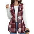 thumbnail image 1 of CharmCyan Ladies' Plaid Fashion Women's Clothing Lapel Suit Vest Plaid Top Jacket Wine L, 1 of 2