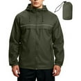 thumbnail image 1 of CharmCyan Lightweight Waterproof Hooded Windbreaker Jacket for Men with Adjustable Drawstring and Full Zip Closure for Outdoor Activities Army Green L, 1 of 2