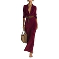 thumbnail image 1 of CharmCyan Long Sleeve Maxi Dress with Button Down Front and Belted Waist Lapel Collar Classic Solid Shirt Dress for Women Wine L, 1 of 4