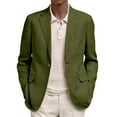 thumbnail image 1 of CharmCyan Men Blazer Jacket Notched Lapel Single Breasted Two Button Closure Long Sleeve Casual Suit Separate with Flap Pockets Army Green L, 1 of 3