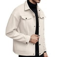 thumbnail image 1 of CharmCyan Men Casual Button Down Jacket Long Sleeve Lightweight Outerwear Classic Fit Collared Coat for Everyday Wear Work Travel Beige L, 1 of 2