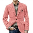 thumbnail image 1 of CharmCyan Men Corduroy Blazer Jacket Classic Fit Single Breasted Notched Lapel Long Sleeve Casual Embroidered Coat for Business Daily Wear Pink L, 1 of 2