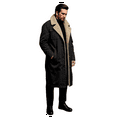 thumbnail image 1 of CharmCyan Men Fleece Lined Trench Coat Long Warm Jacket Wind Proof Jacket Coat With Pockets Black 3XL, 1 of 2