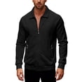 thumbnail image 1 of CharmCyan Men Full Zip Casual Knit Jacket with Stand Collar Long Sleeve Lightweight Outerwear for Everyday Comfort Black L, 1 of 2