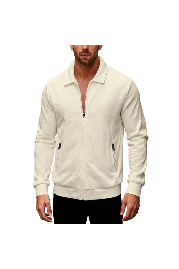 Men Full Zip Casual Knit Jacket with Stand Collar Long Sleeve Lightweight Outerwear for Everyday Comfort Khaki 3XL