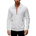 thumbnail image 1 of CharmCyan Men Full Zip Casual Knit Jacket with Stand Collar Long Sleeve Lightweight Outerwear for Everyday Comfort White 2XL, 1 of 2