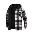 thumbnail image 1 of CharmCyan Men Hooded Plaid Flannel Shirt Jacket Button Down Long Sleeve Warm Sherpa Lined Outerwear Casual Workwear Dark Gray L, 1 of 2