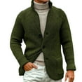 thumbnail image 1 of CharmCyan Men Knitted Cardigan Shawl Collar Button Down Long Sleeve Chunky Sweater Casual Warm Outerwear with Pockets Army Green L, 1 of 2
