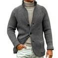 thumbnail image 1 of CharmCyan Men Knitted Cardigan Shawl Collar Button Down Long Sleeve Chunky Sweater Casual Warm Outerwear with Pockets Gray M, 1 of 2